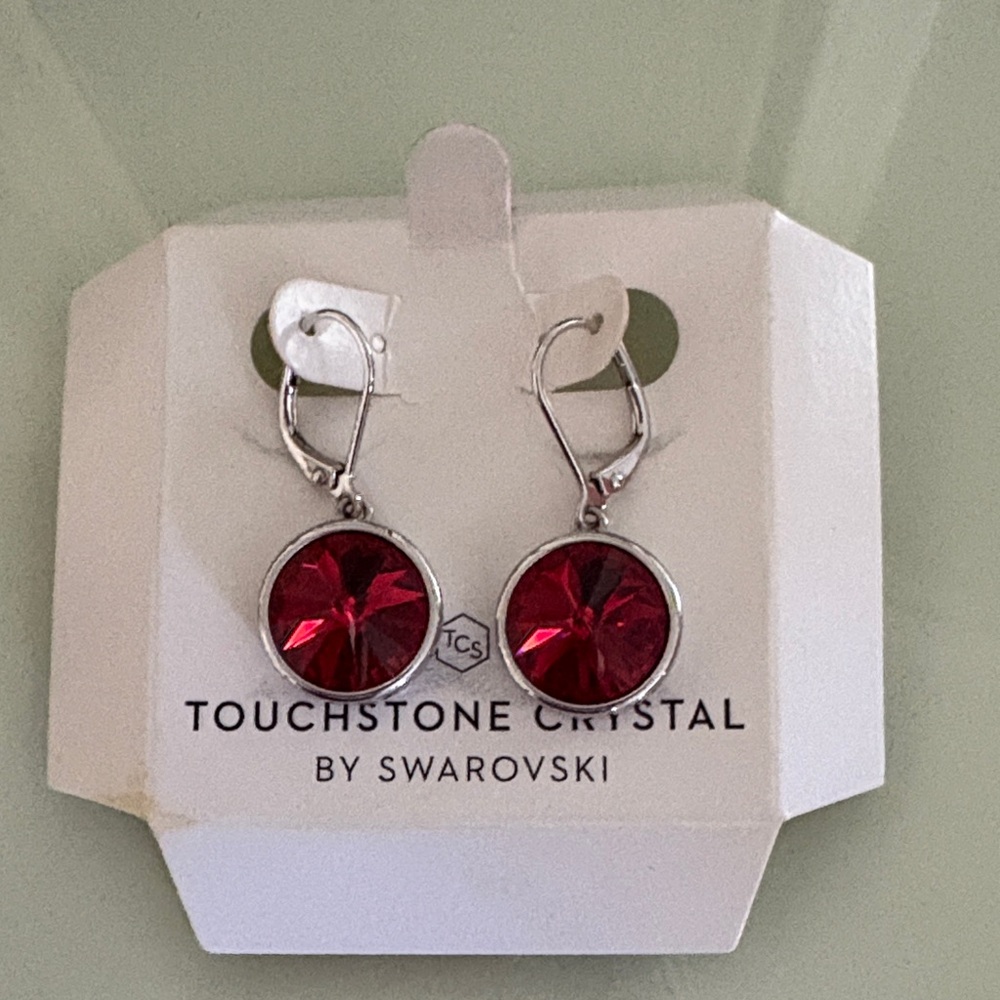 NWT Touchstone Crystal Red Crystal Earrings